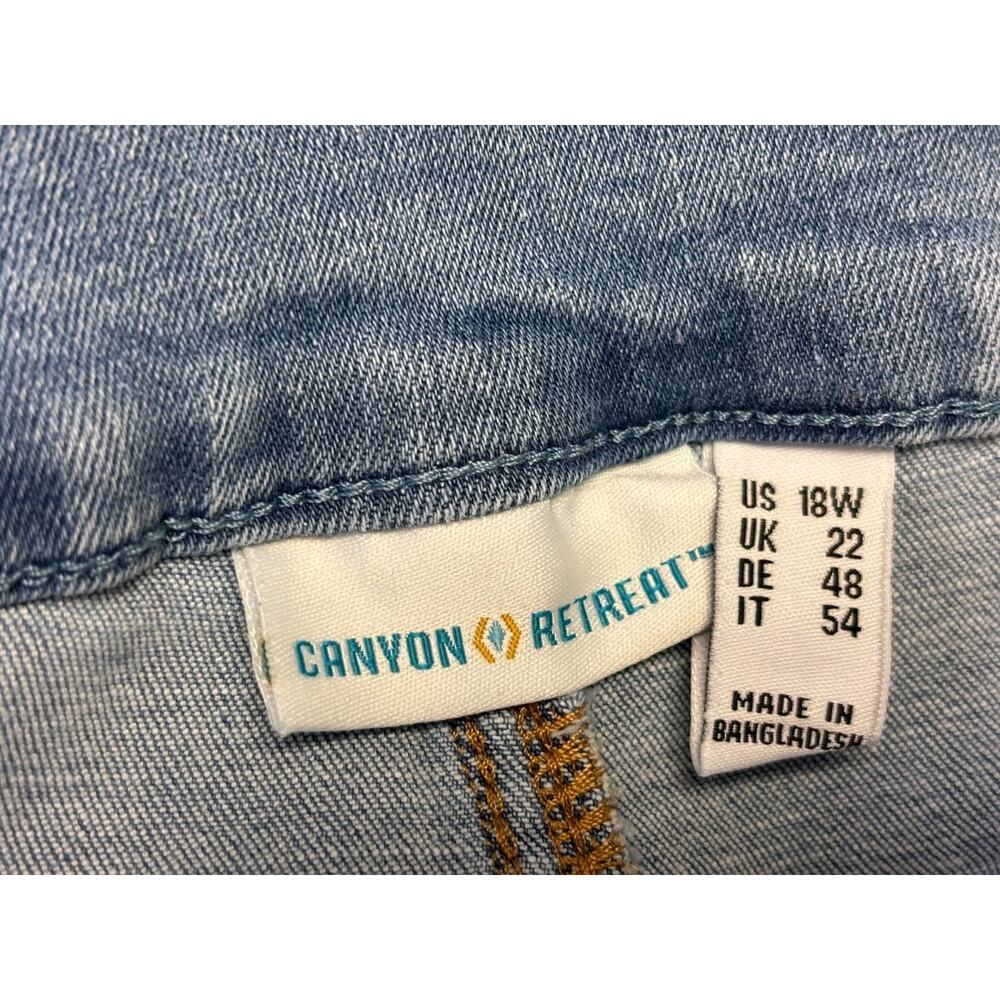 Denim & Co. Canyon Retreat Easy Stretch Crochet Cuff Ankle Jeans Size 18W Blue - Picture 3 of 8